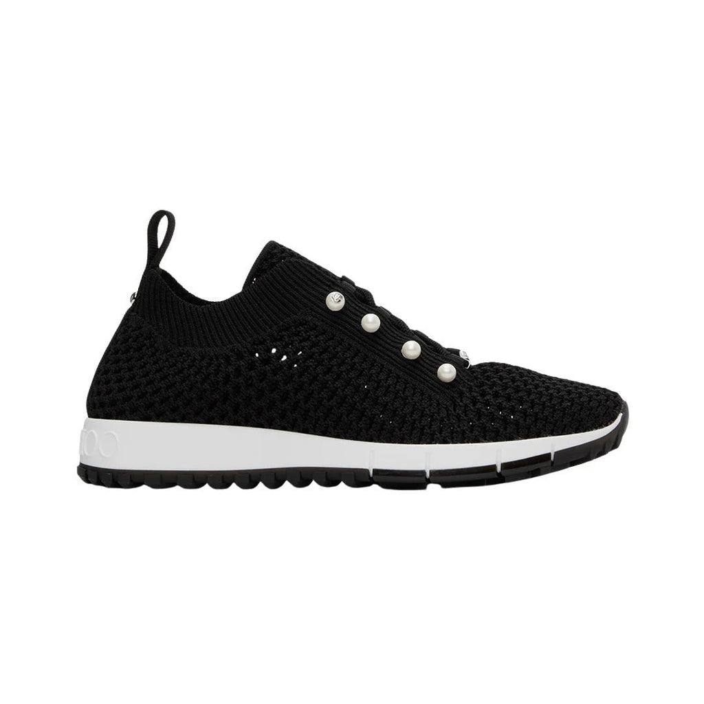 JIMMY CHOO VELES CASHMERE KNIT SNEAKERS BLACK