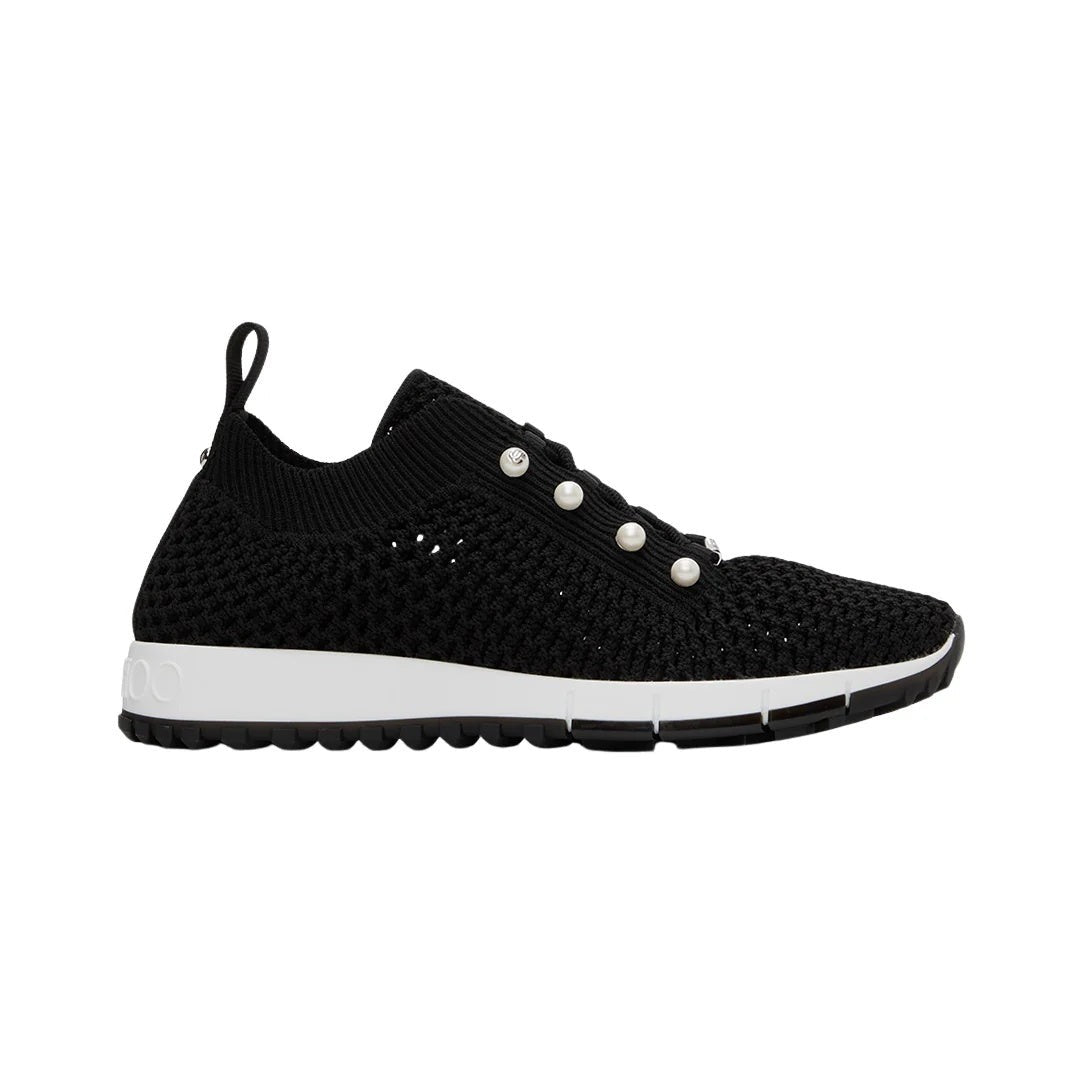 JIMMY CHOO VELES CASHMERE KNIT SNEAKERS BLACK