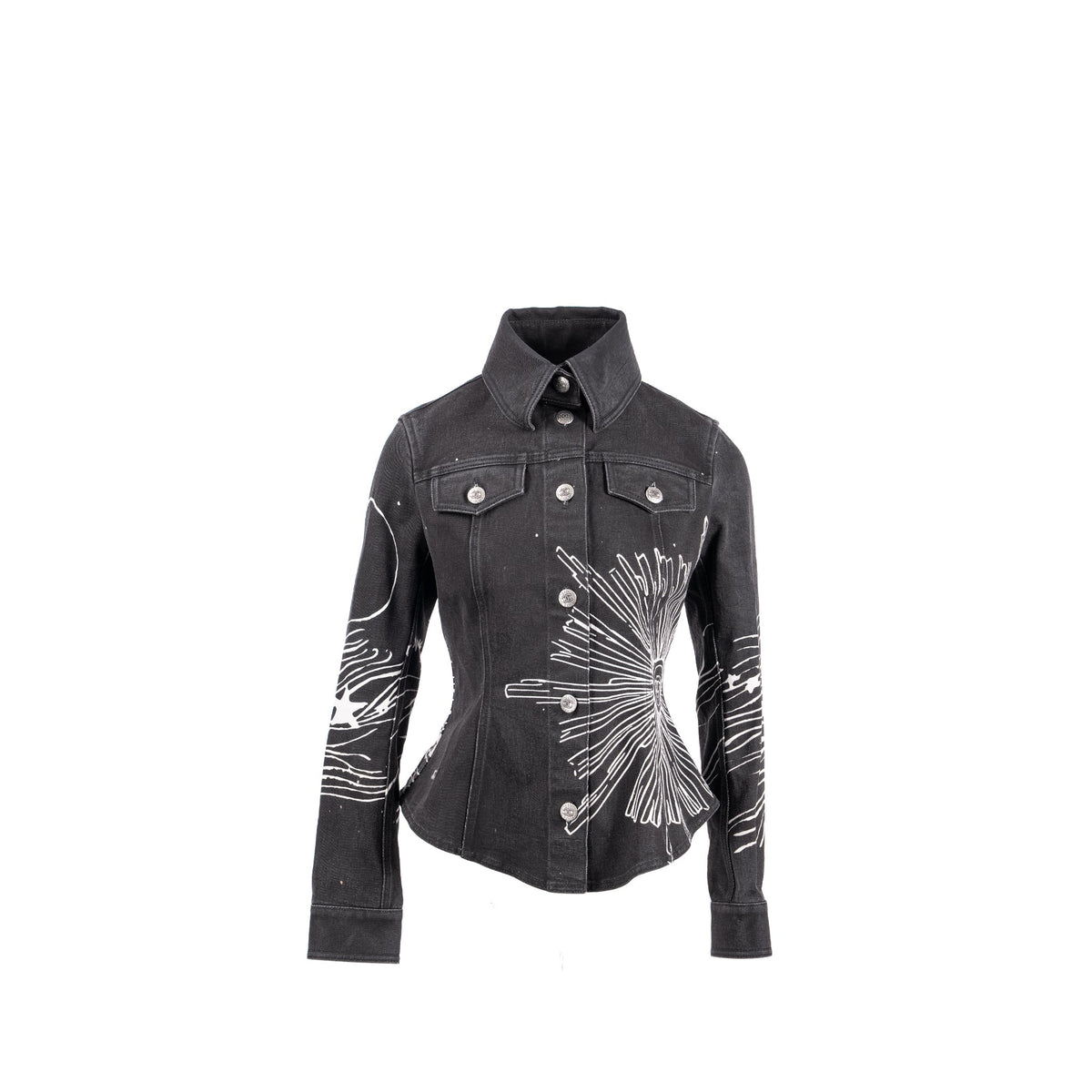 chanel-22c-size-34-graphic-print-denim-jacket-cotton-black-white-copy