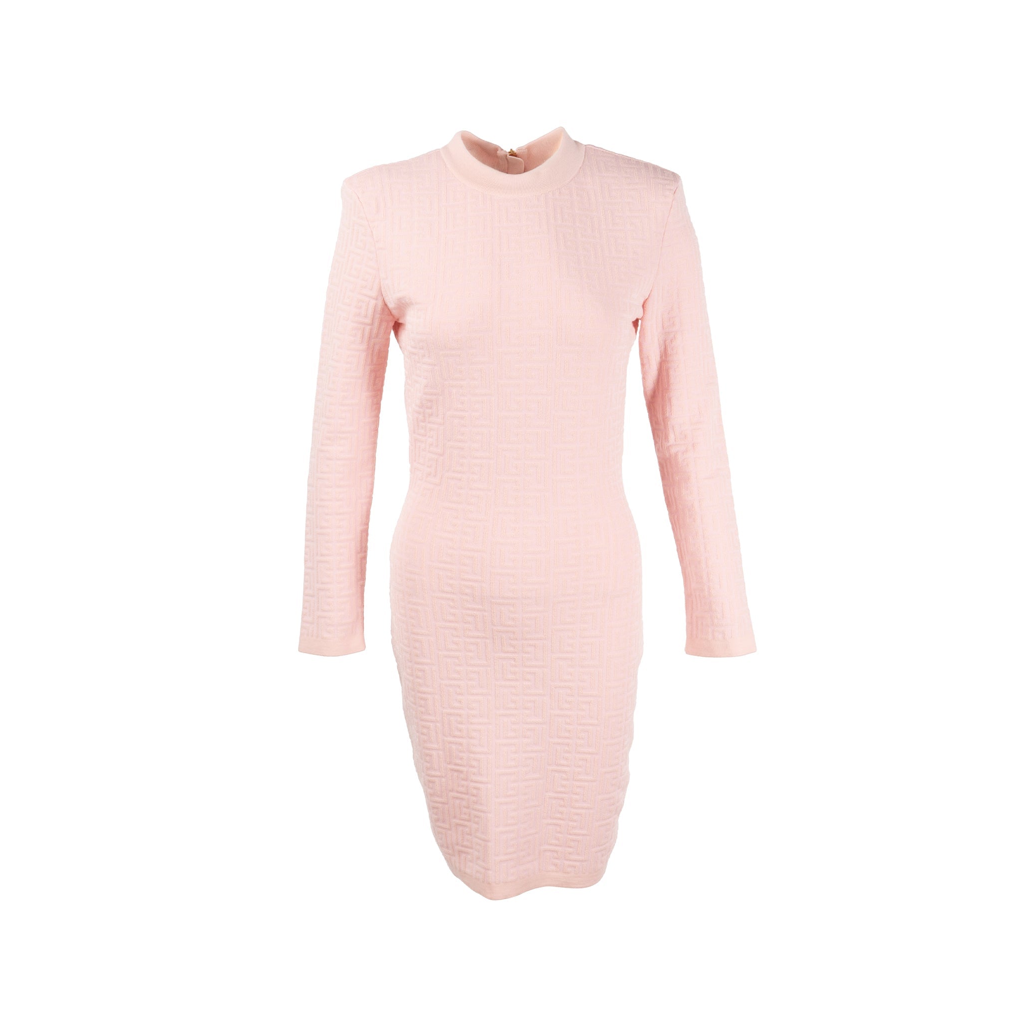 balmain-size-36-monogram-jacquard-minidress-wool-polyamide-pink