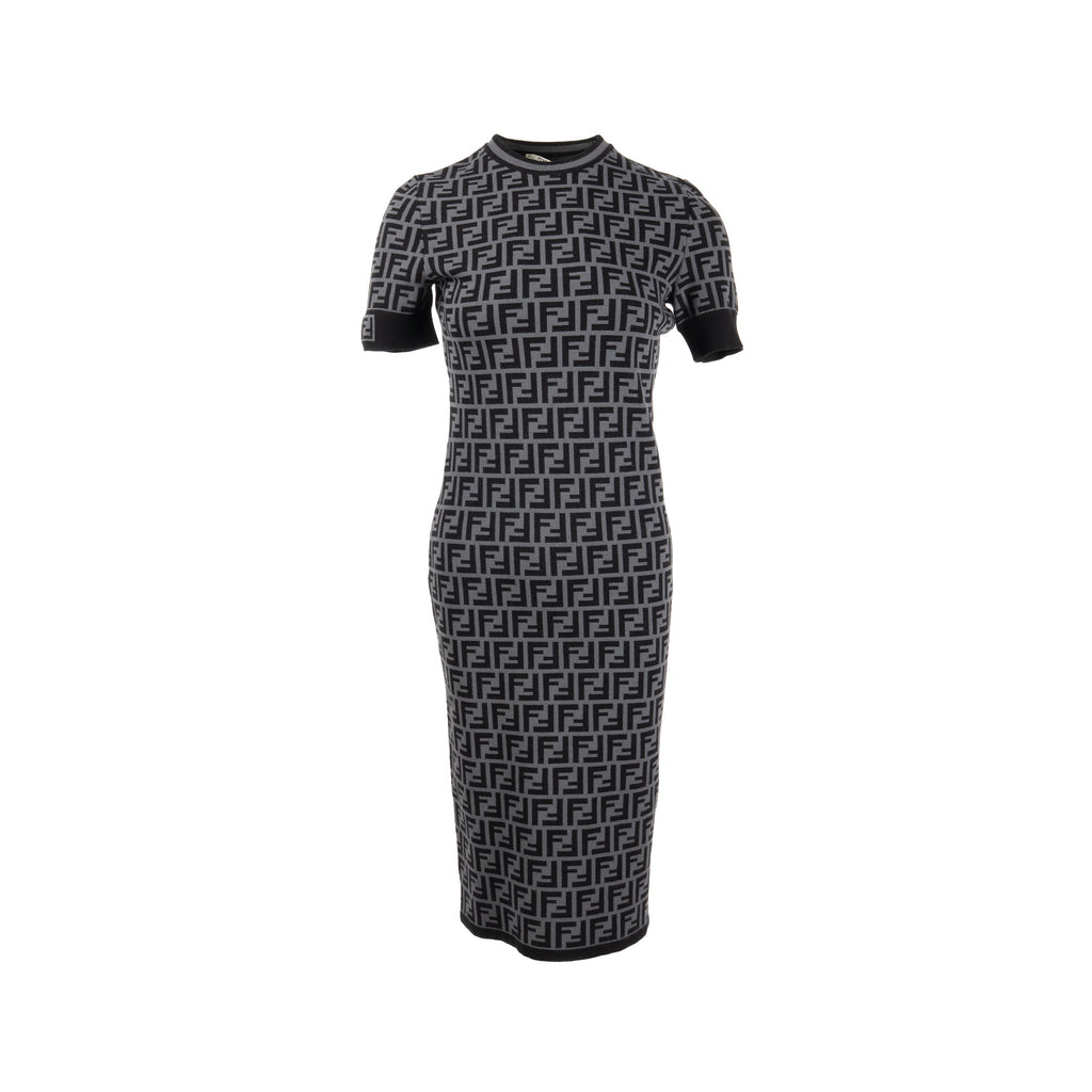 fendi-size-38-ff-knit-midi-dress-viscose-polyester-grey-black