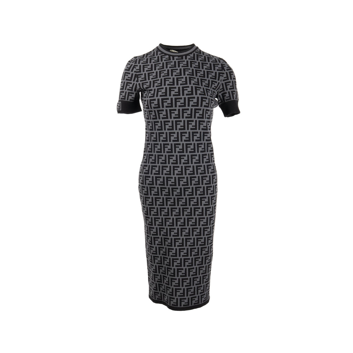 fendi-size-38-ff-knit-midi-dress-viscose-polyester-grey-black