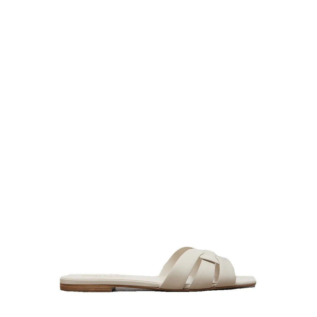 SAINT LAURENT TRIBUTE SANDALS IVORY & CREAM