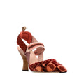 FENDI 85MM COLIBRÌ MIXED-MEDIA ICONIC SLINGBACK PUMPS RED & PINK