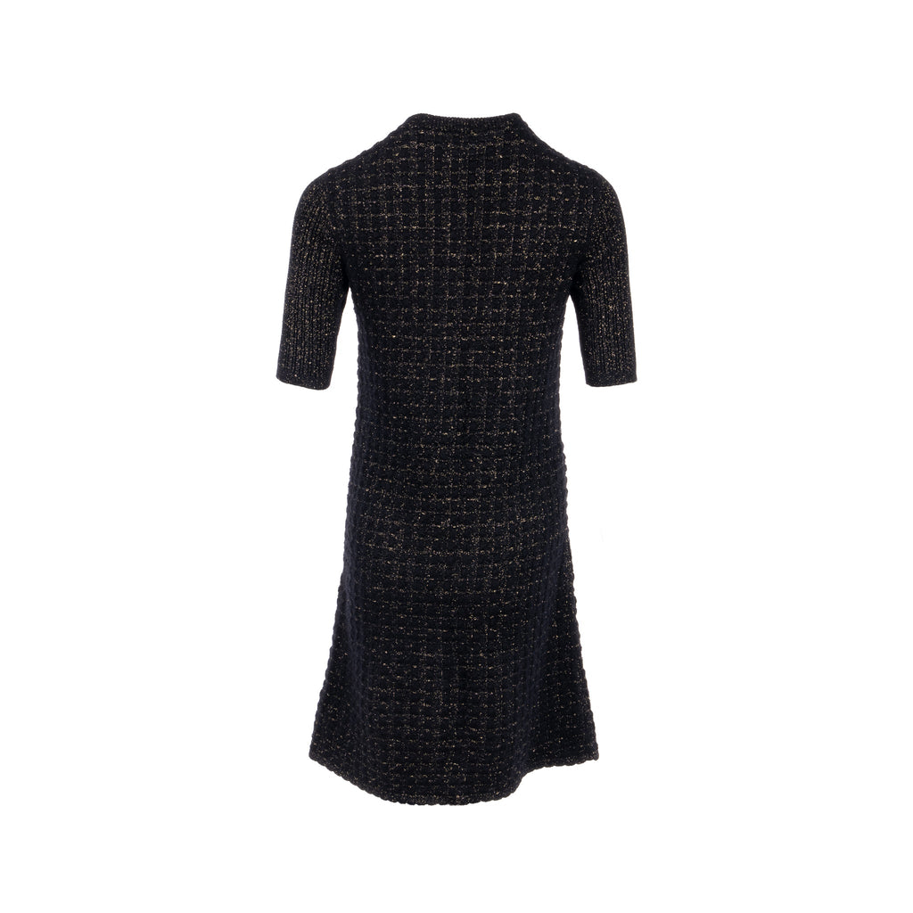 chanel-size36-tweed-dress-black-gold