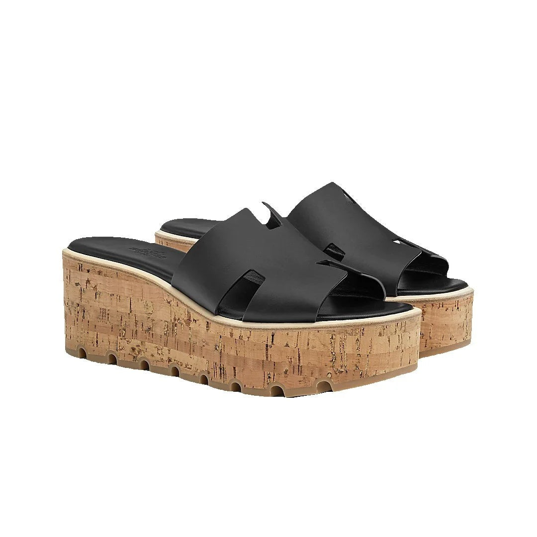 HERMÈS EZE SANDAL BEIGE BLACK