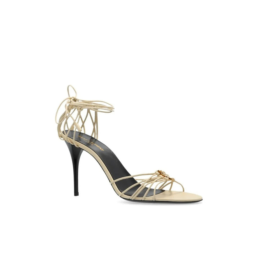 SAINT LAURENT BABYLONE FLAT SANDALS CREAM & BEIGE
