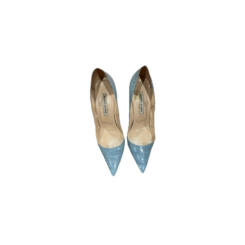 MANOLO BLAHNIK BB POINTED-TOE PUMPS LIGHT BLUE
