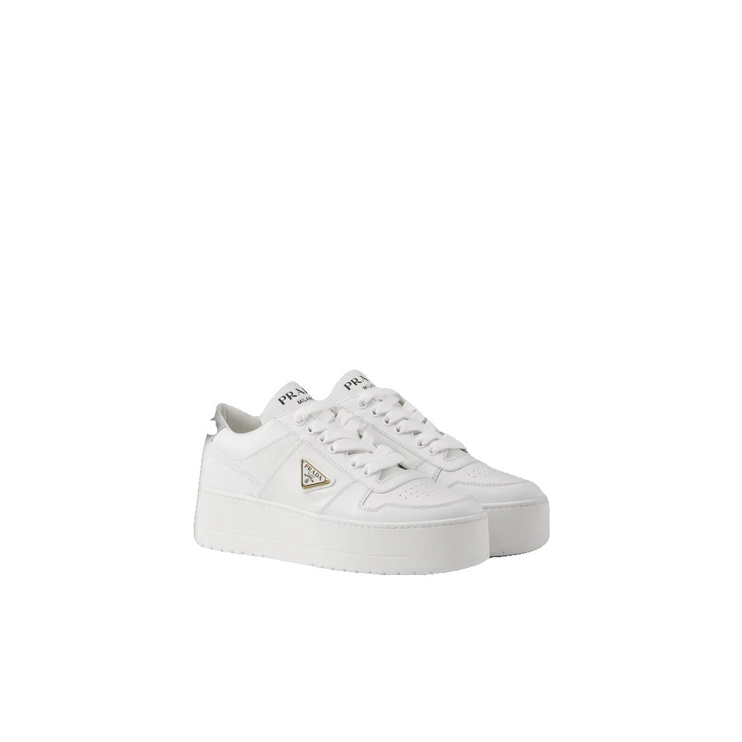 PRADA DRILL LOW-TOP CANVAS SNEAKERS WHITE PLATFORM