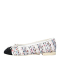 CHANEL TWEED GROSGRAIN CAP TOE CC BALLERINA FLAT PINK PINK & MULTICOLOR WHITE