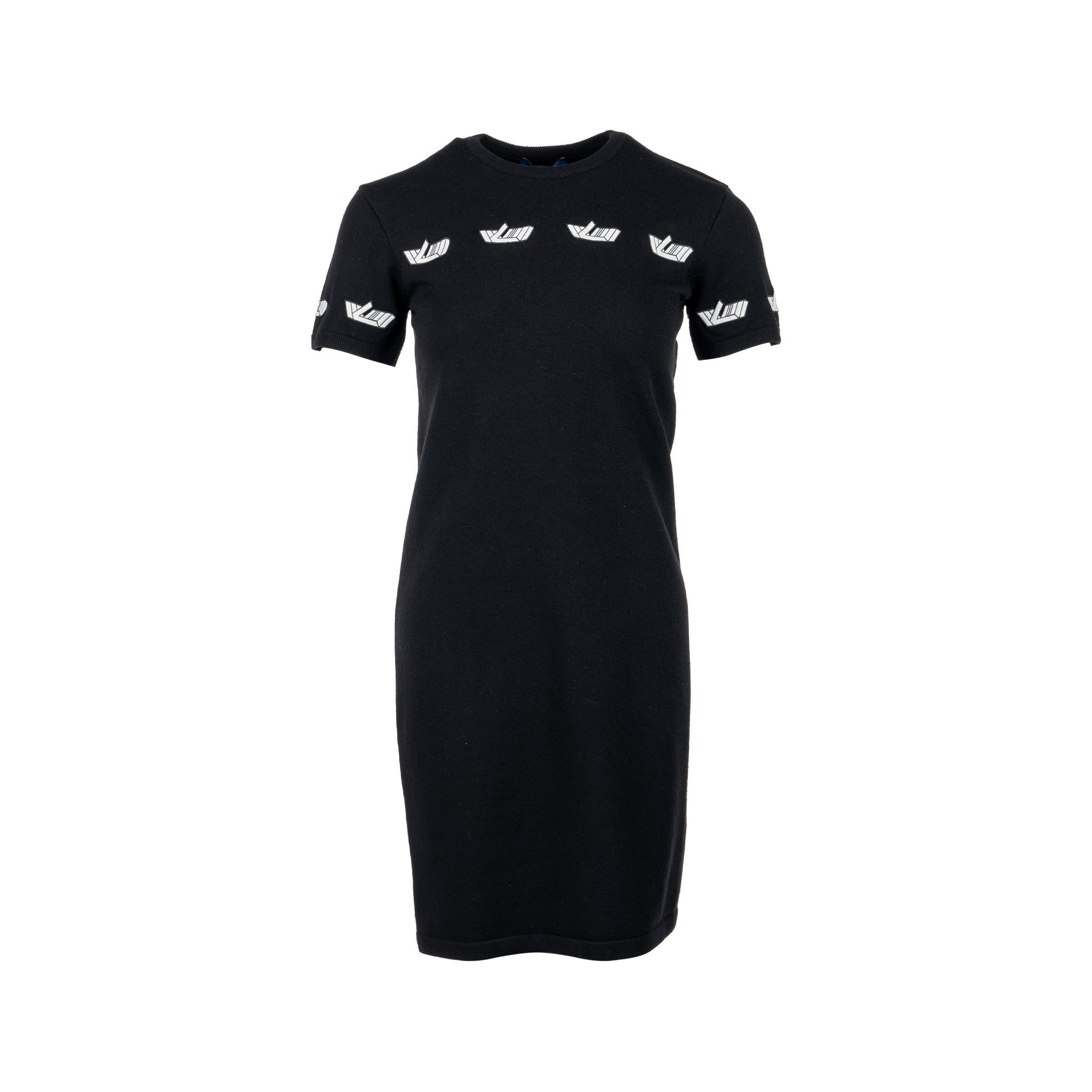 louis-vuitton-size-s-vitesse-t-shirt-dress-wool-black-white