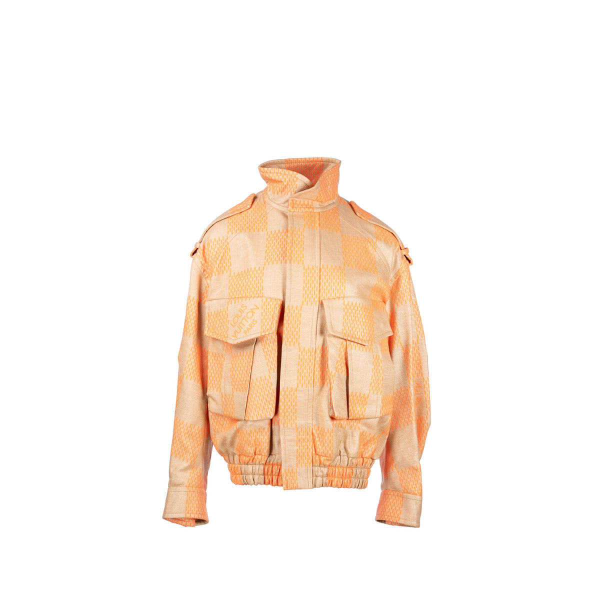 louis-vuitton-size-48-raffia-fluo-damier-utility-parka-jacket-polyamide-cotton-orange-multicolour