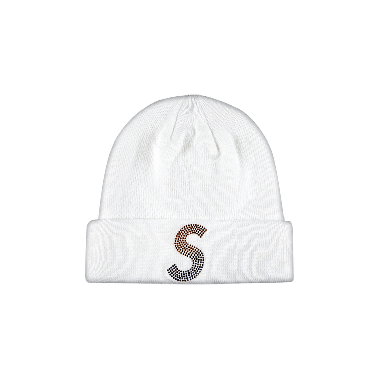Supreme x New Era x Swarovski S Logo Beanie 'White'