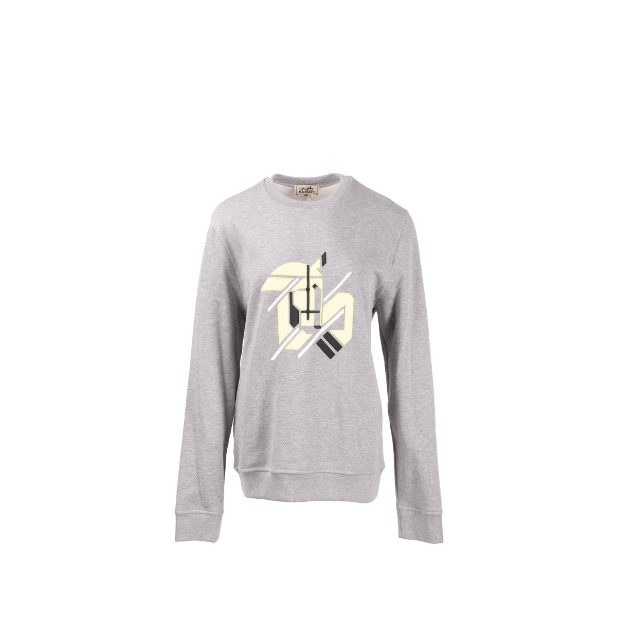 hermes-size-s-geometric-embroidery-patch-detailed-sweater-cotton-grey
