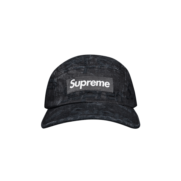 Supreme Frayed Logos Denim Camp Cap 'Black'