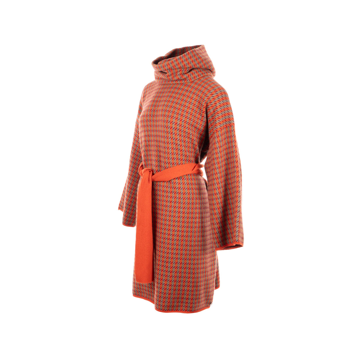 hermes-size-38-jacquard-knit-dress-with-neck-warmer-knit-belt-cashmere-orange-brule