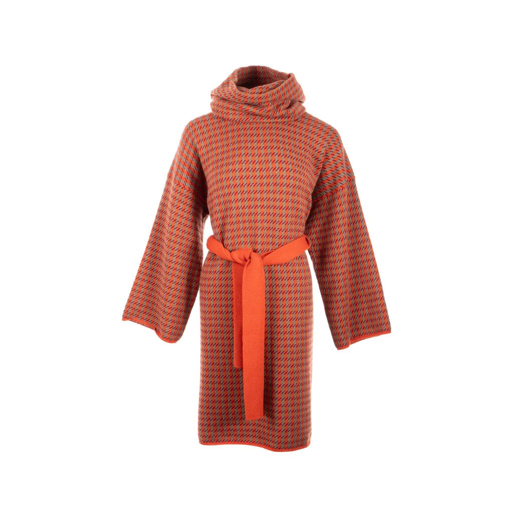 hermes-size-38-jacquard-knit-dress-with-neck-warmer-knit-belt-cashmere-orange-brule