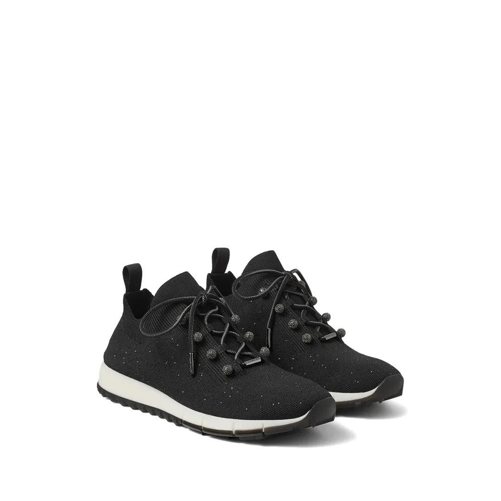 JIMMY CHOO VELES CASHMERE KNIT SNEAKERS BLACK