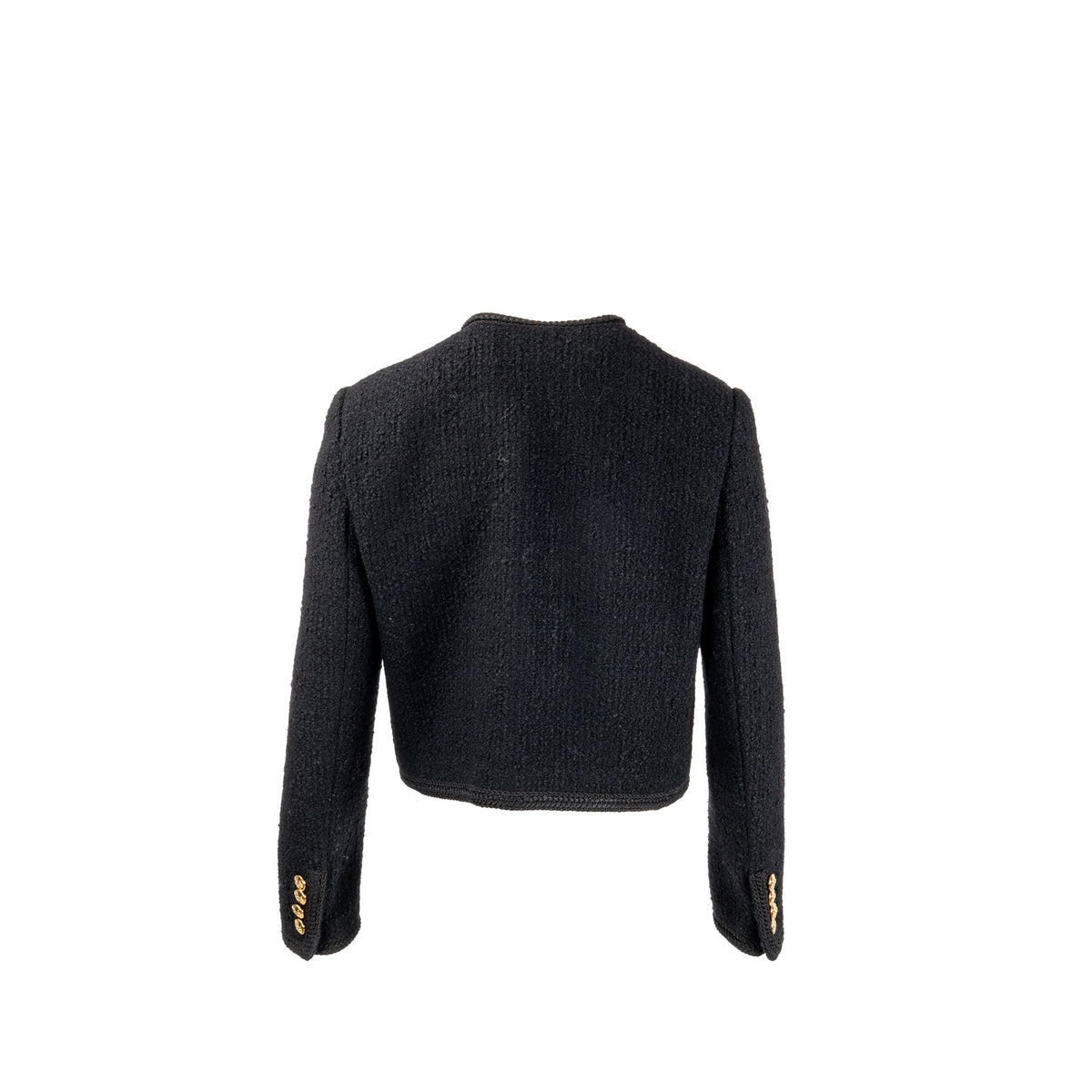 celine-size-38-chasseur-jacket-in-boucle-tweed-wool-cotton-polyamide-black-ghw