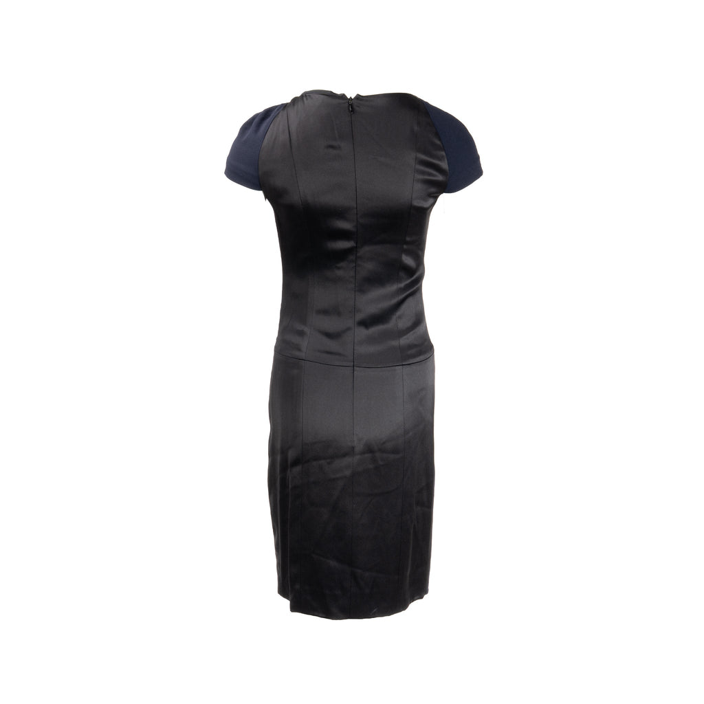 chanel-size-34-draped-satin-midi-dress-rayon-wool-navy-black