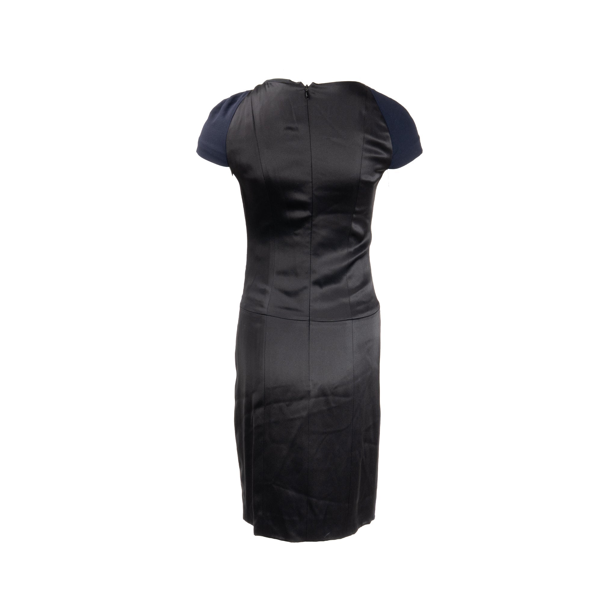 chanel-size-34-draped-satin-midi-dress-rayon-wool-navy-black
