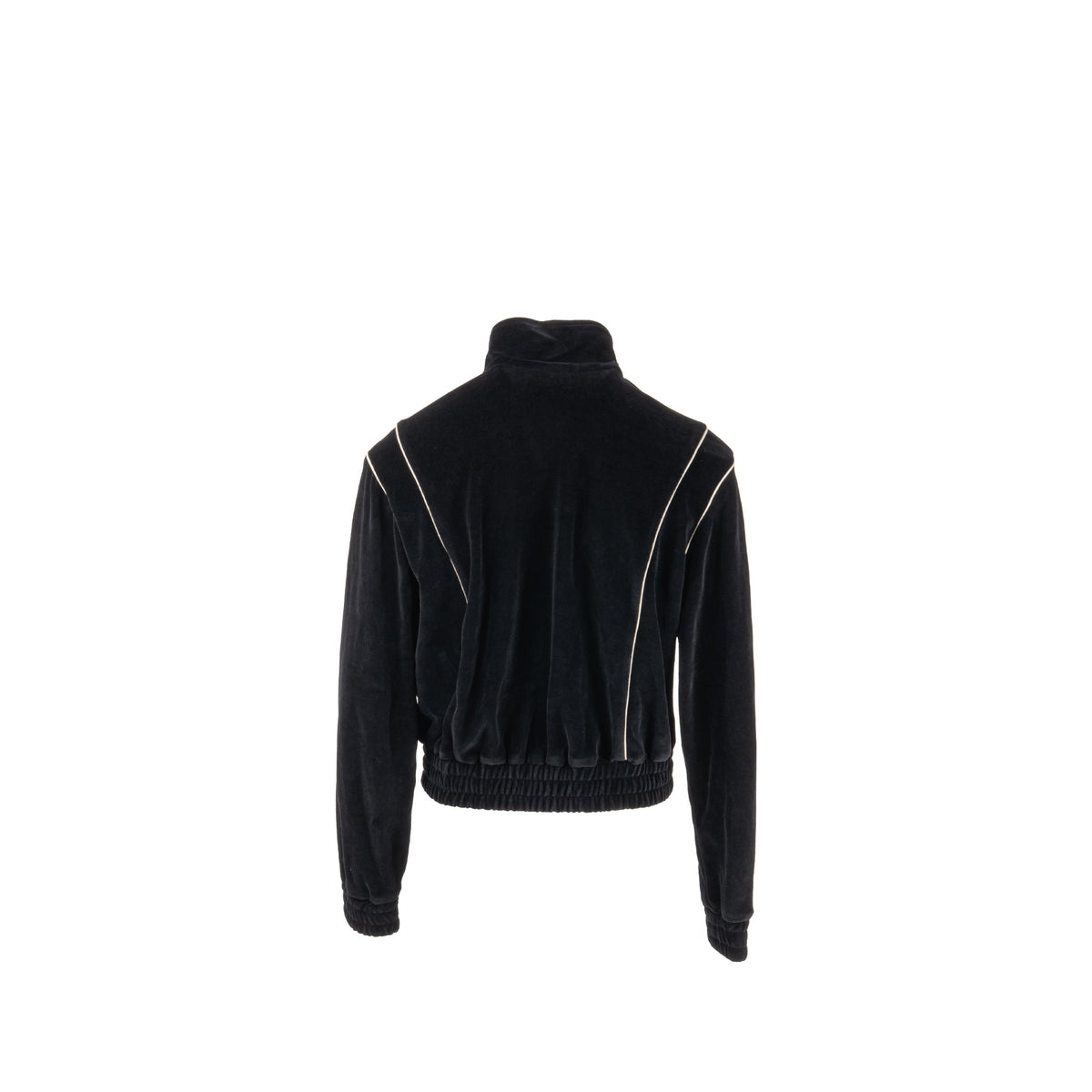 celine-size-m-striped-knit-zip-cropped-velvet-jacket-cotton-polyamide-black