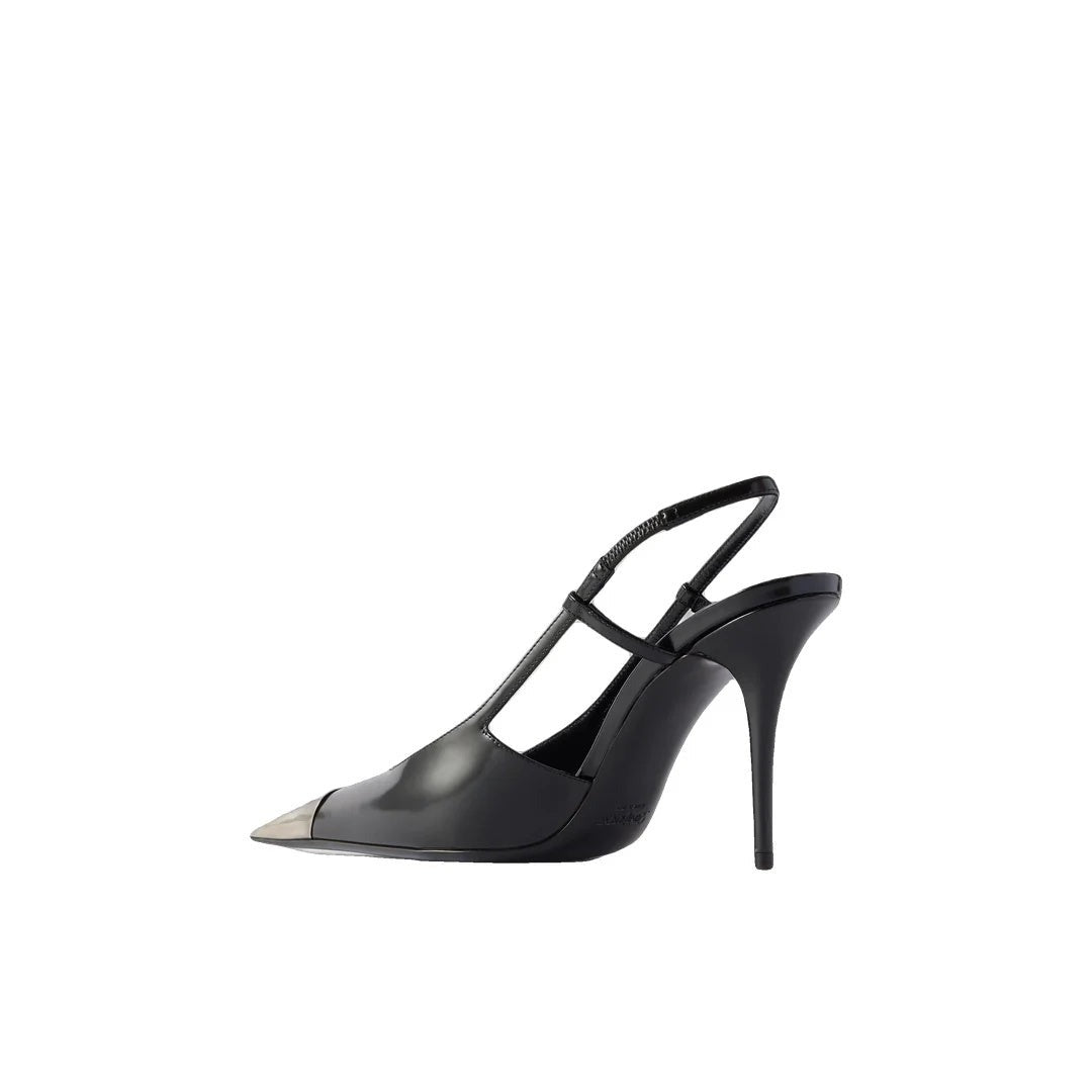 SAINT LAURENT JEANNE SLINGBACK PUMPS BLACK