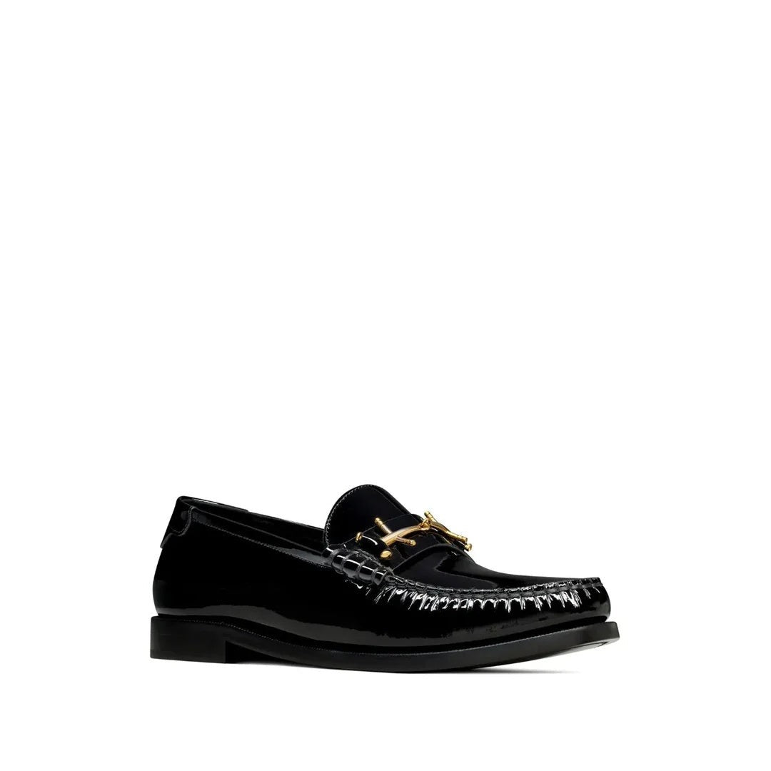 SAINT LAURENT LE LOAFER LOAFERS BLACK PATENT WITH HORSEBIT