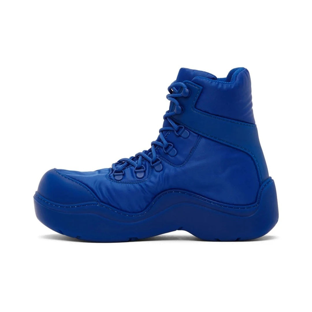 BOTTEGA VENETA PUDDLE BOMBER BOOTS BLACK GRASS BLUE