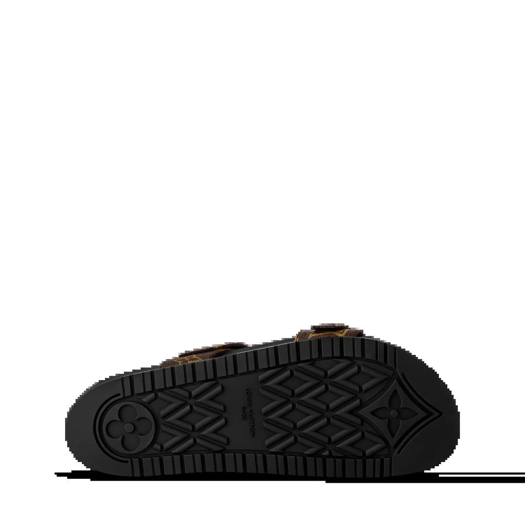 LOUIS VUITTON PATENT MONOGRAM BOM DIA FLAT MULE SANDAL BROWN MONOGRAM (SOLE VIEW)