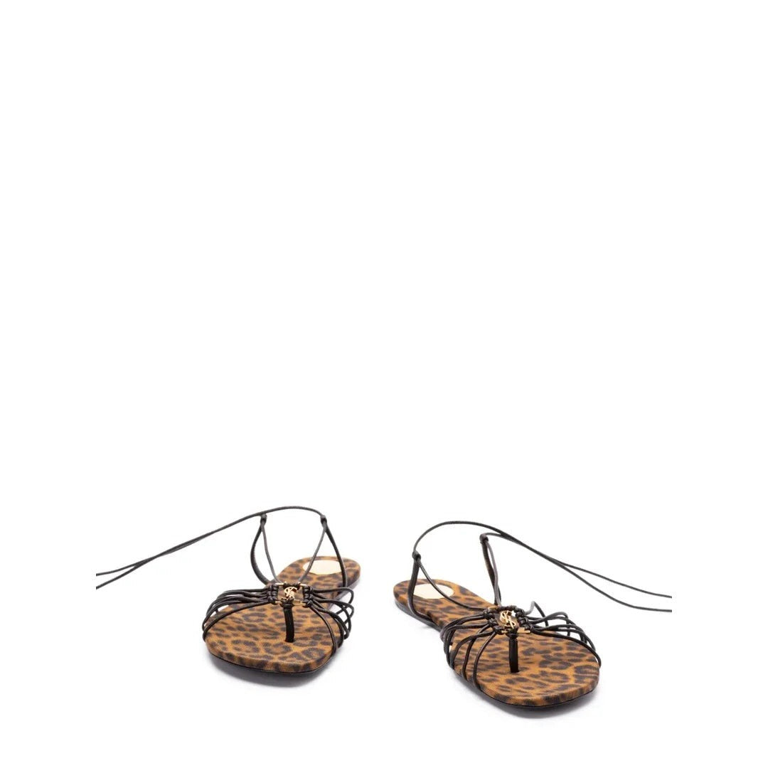 SAINT LAURENT SUEDE BABYLONE SLIPPERS LEOPARD