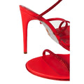 RENÉ CAOVILLA CLEO CRYSTAL-EMBELLISHED SATIN SANDAL RED