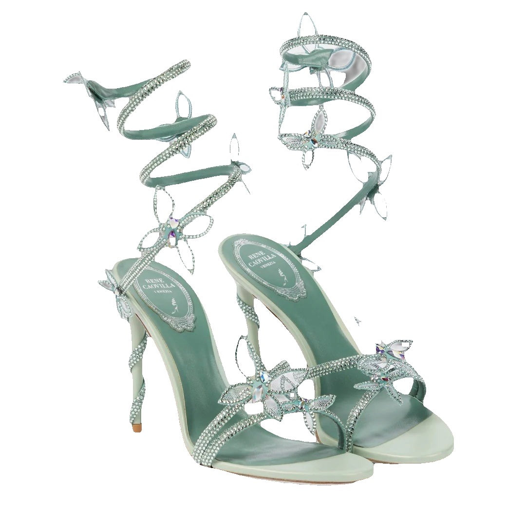 RENÉ CAOVILLA MARGOT BUTTERFLY SANDAL GREEN