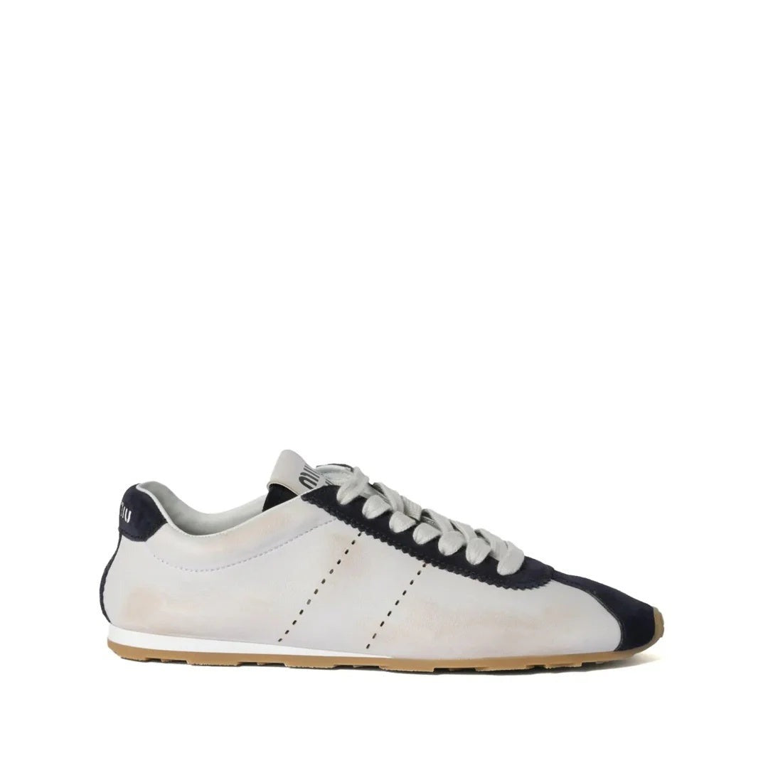 MIU MIU PLUME SUEDE SNEAKERS WHITE & NAVY