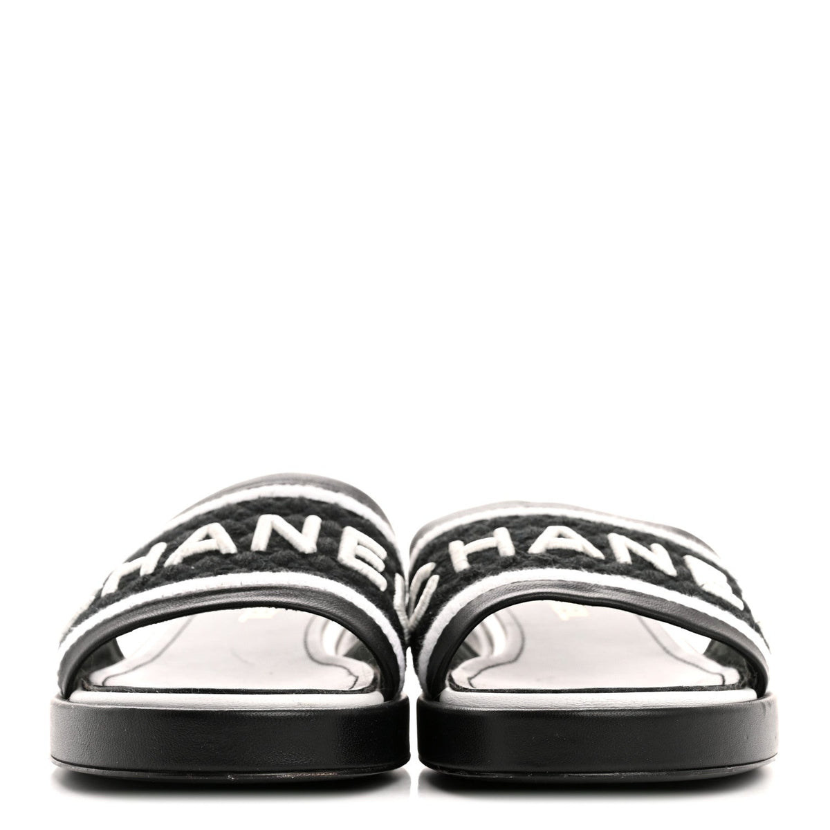 CHRISTIAN DIOR CANVAS EMBROIDERED DWAY MULE SLIDE SANDAL BLACK & WHITE