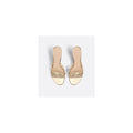 CHRISTIAN DIOR COTTON STRASS EMBROIDERED D-WAY HEELED SANDAL GOLD