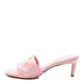 LOUIS VUITTON METALLIC LAMBSKIN MONOGRAM REVIVAL HIGH HEEL MULES PINK