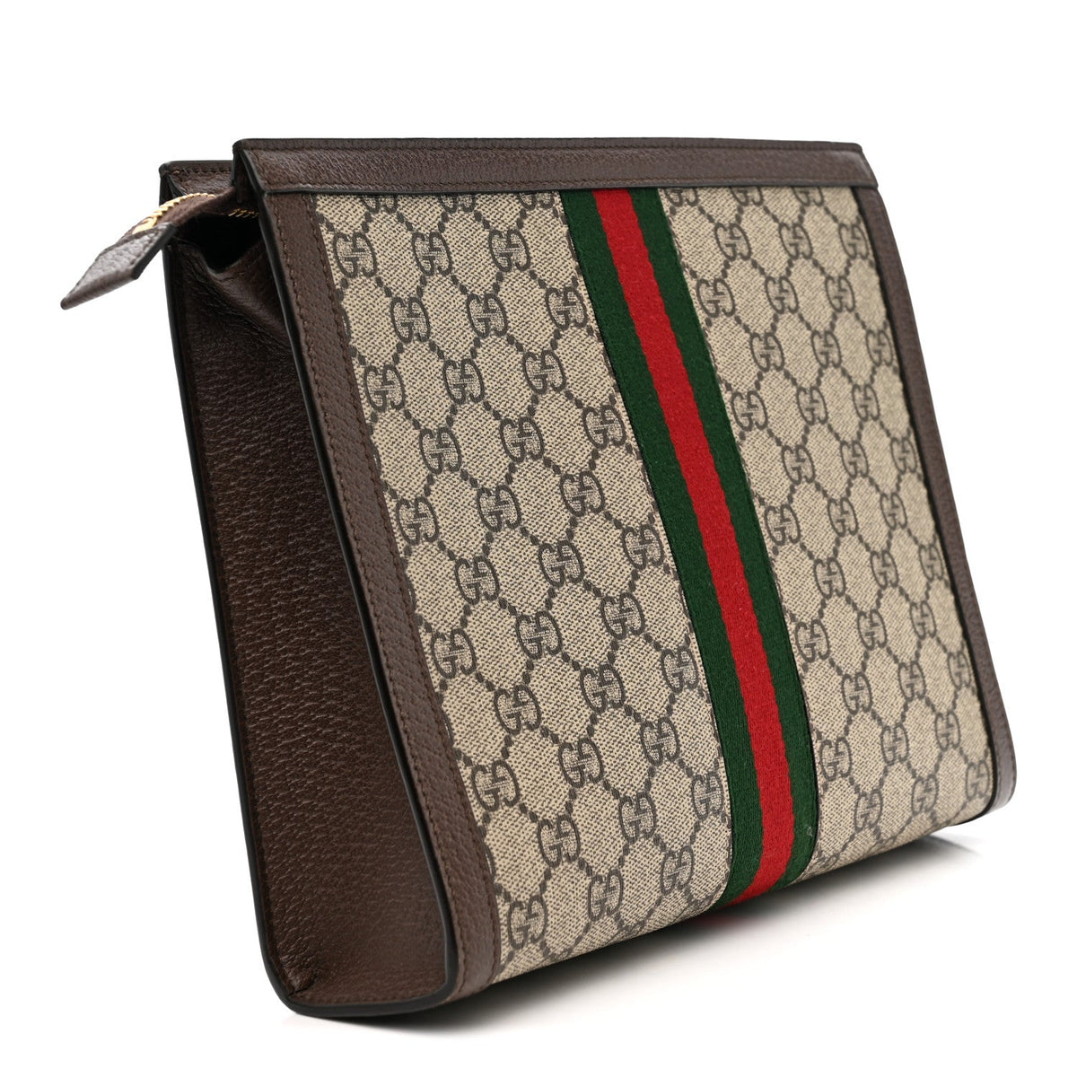 GG SUPREME MONOGRAM WEB OPHIDIA POUCH BROWN
