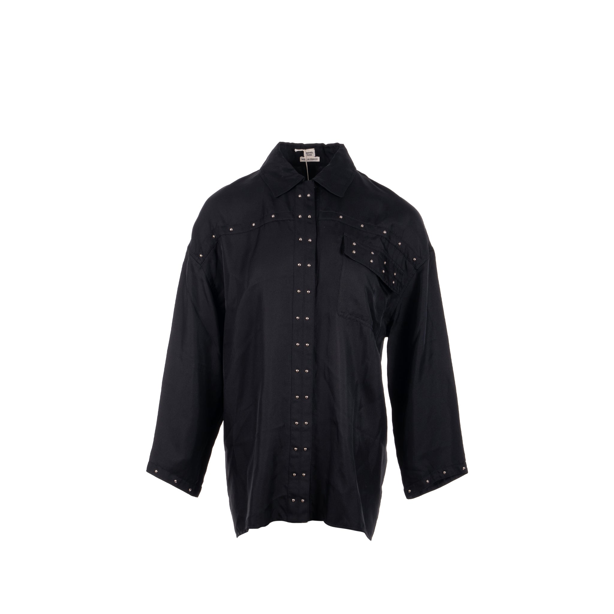 hermes-size-34-chemise-shirt-with-studs-details-silk-black