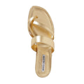 MANOLO BLAHNIK SUSAFLAT LEATHER THONG SANDALS GOLD