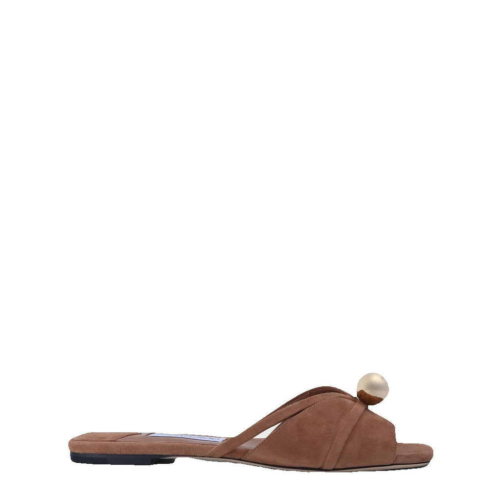 JIMMY CHOO LOVA MULE FLATS CLOVER MIX TAN