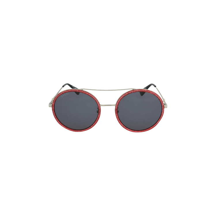 Gucci Round Frame Metal Sunglasses — Red