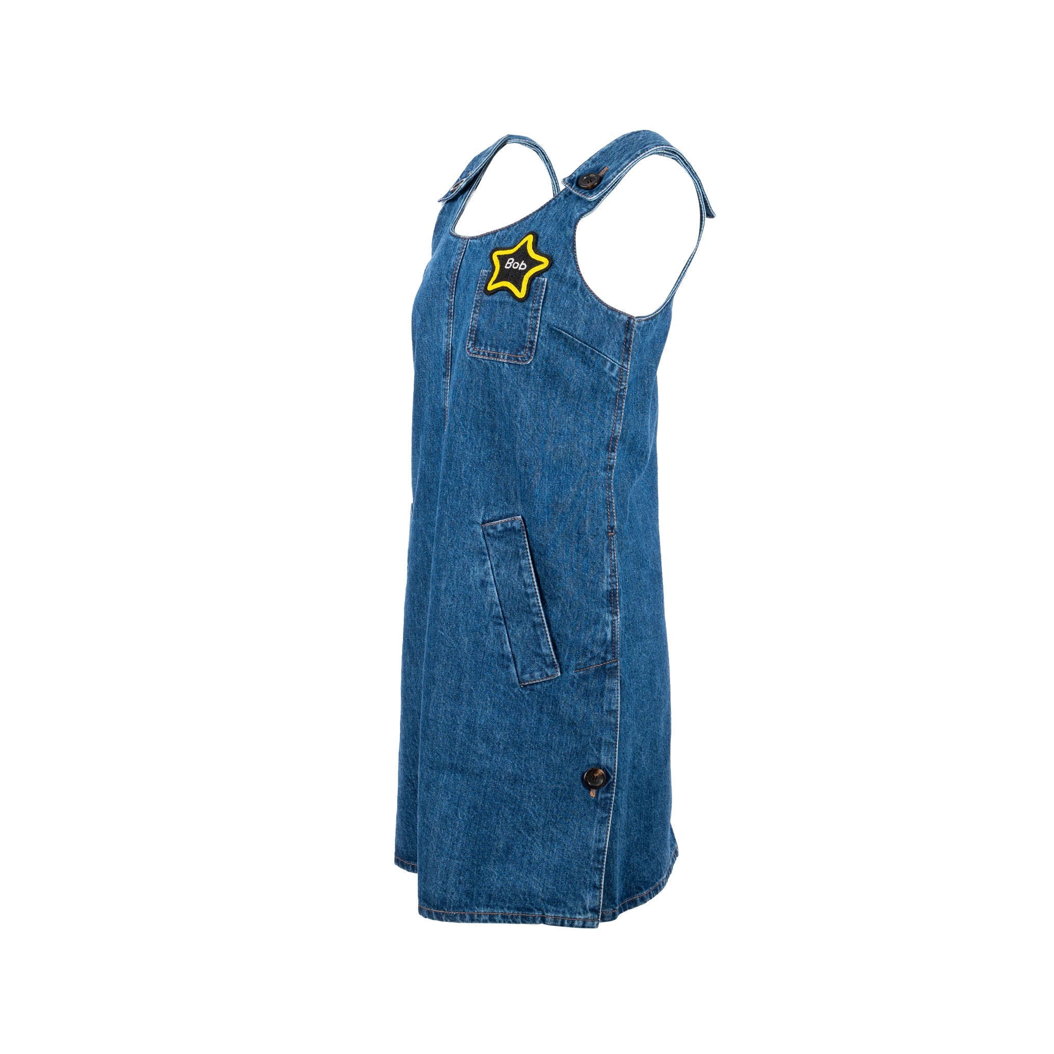 miu-miu-size-40-appliqued-mini-dress-cotton-denim-blue