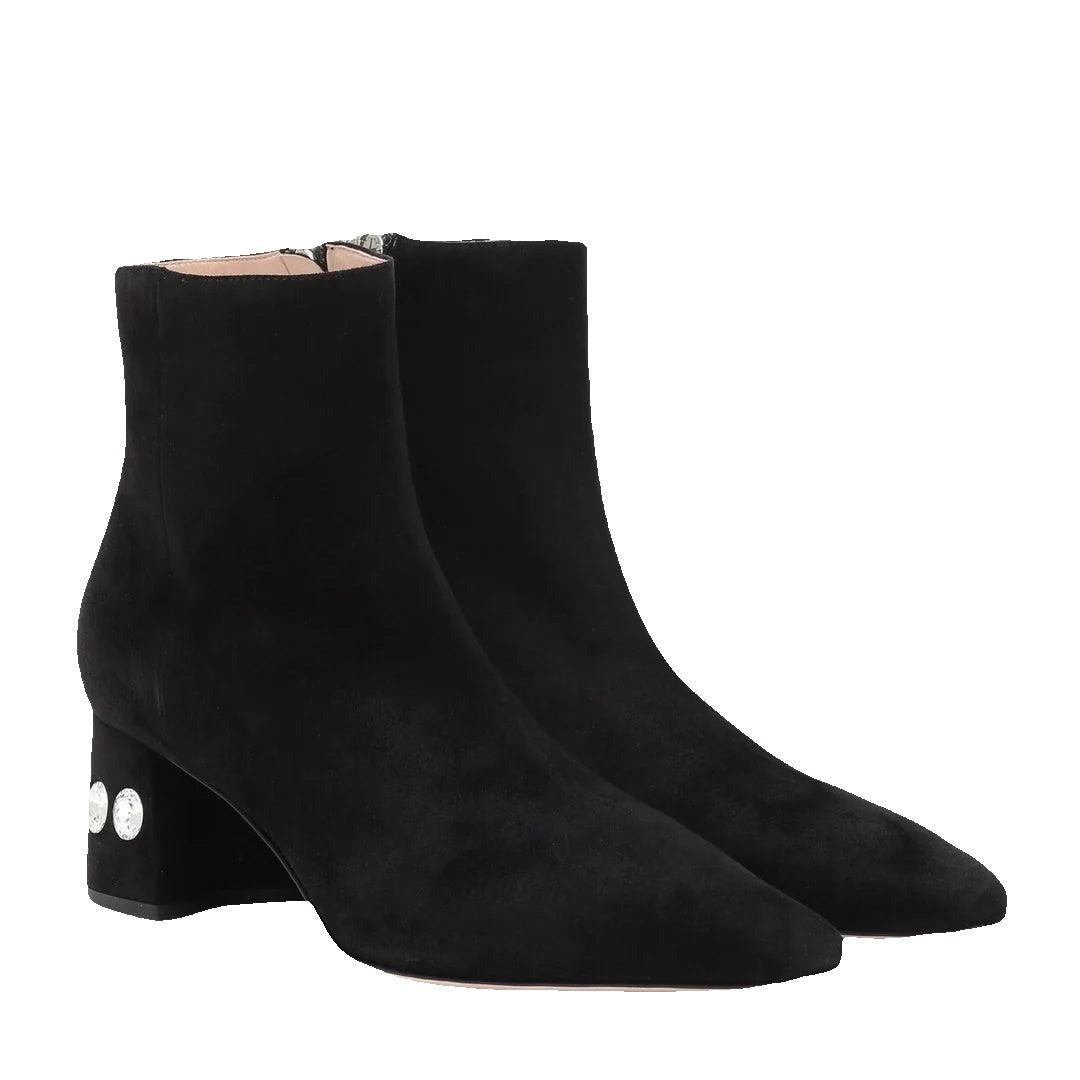 MIU MIU SHEARLING SUEDE ANKLE BOOT DESERTO BLACK