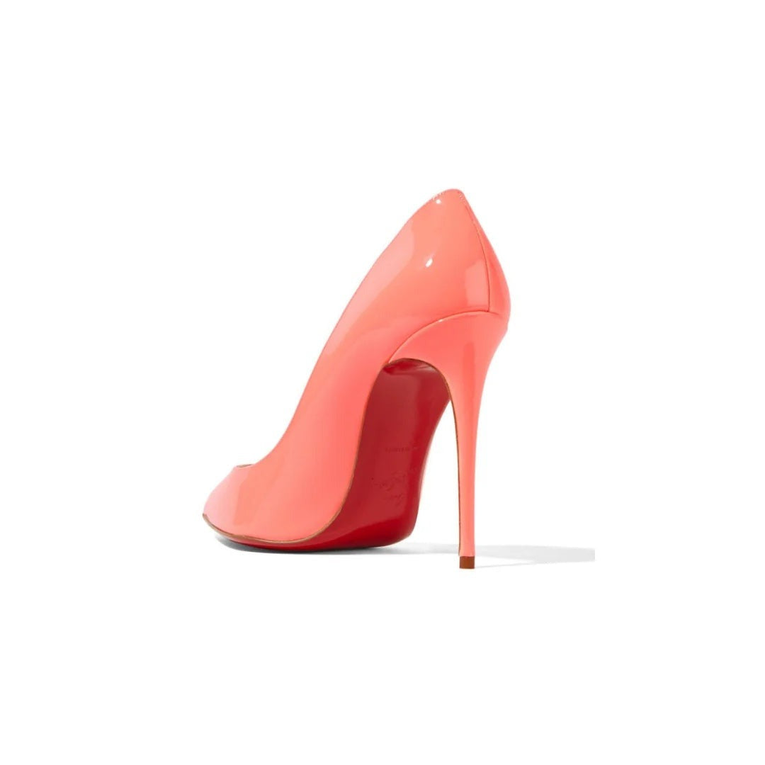 CHRISTIAN LOUBOUTIN PATENT PIGALLE FOLLIES PUMP CORAL & PINK