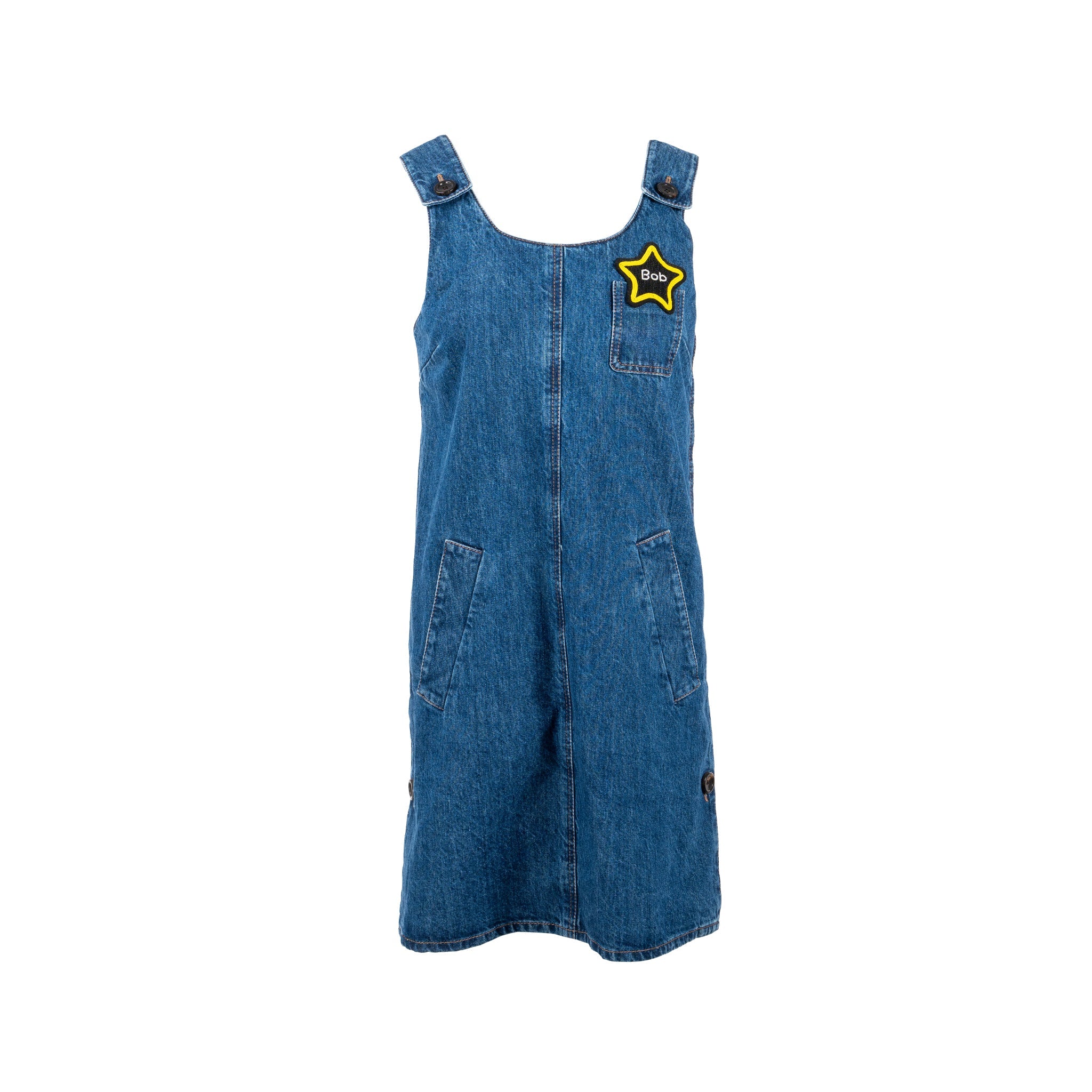 miu-miu-size-40-appliqued-mini-dress-cotton-denim-blue