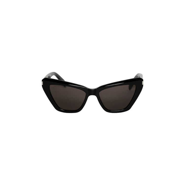 Saint Laurent Shiny Angular Cat Eye Sunglasses — Black