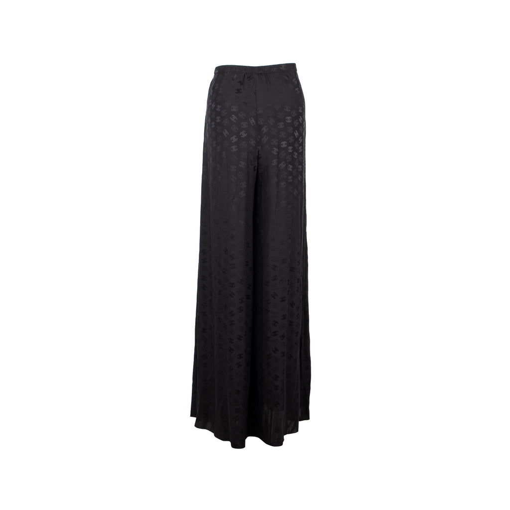 chanel-size-38-cc-logo-print-pants-silk-black