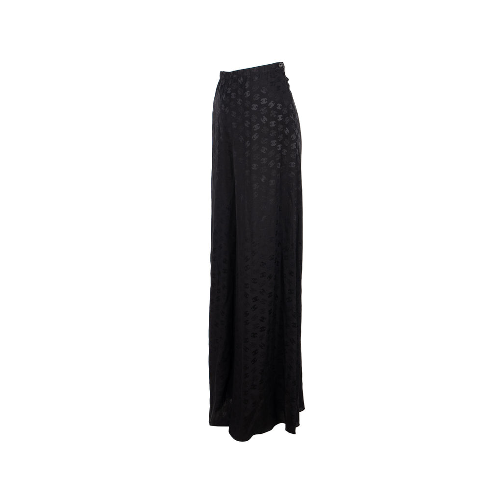 chanel-size-38-cc-logo-print-pants-silk-black