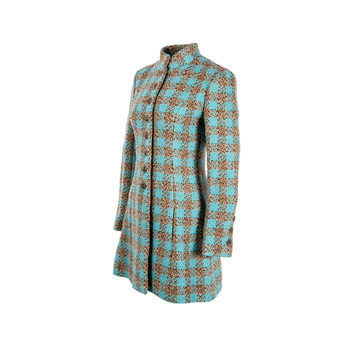 chanel-22k-size-36-cc-bijoux-rhinestone-buttons-long-tweed-coat-wool-viscose-turquoise-brown-beige